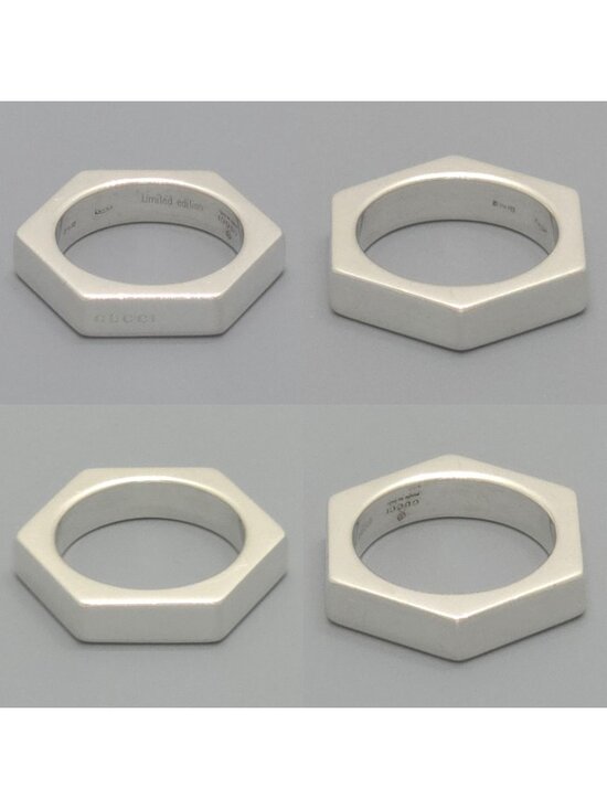 Gucci Hexagon Logo Signet 925 Sterling Ring – Mystery Control Gucci Hexagon Ring Limited Edition Sterling Silver Hexagonal